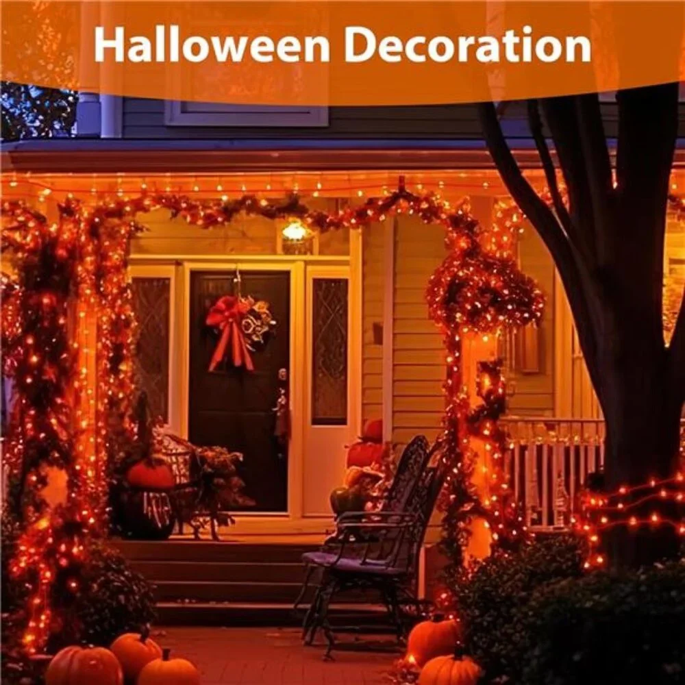 Solar Halloween Lights, 66FT 200 LED Outdoor Solar Rope Lights, IP67 Waterproof